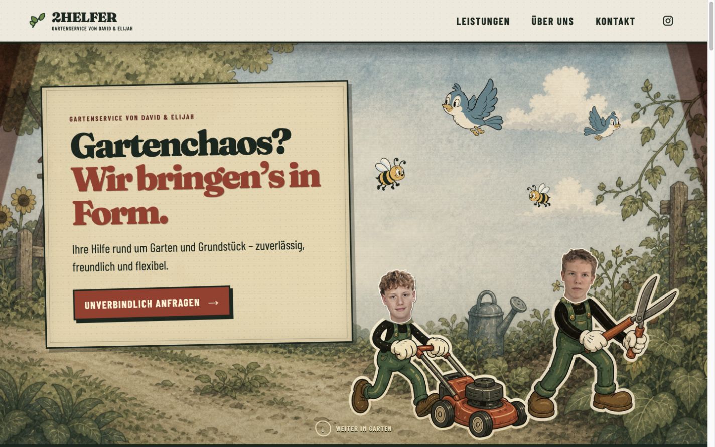 2HELFER – Desktop-Website-Ansicht
