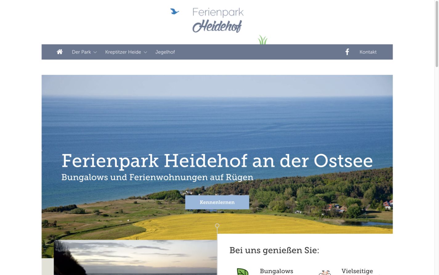 Ferienpark Heidehof – Desktop-Website-Ansicht
