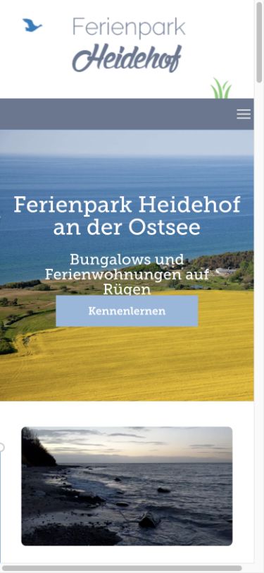 Ferienpark Heidehof – mobile Website-Ansicht