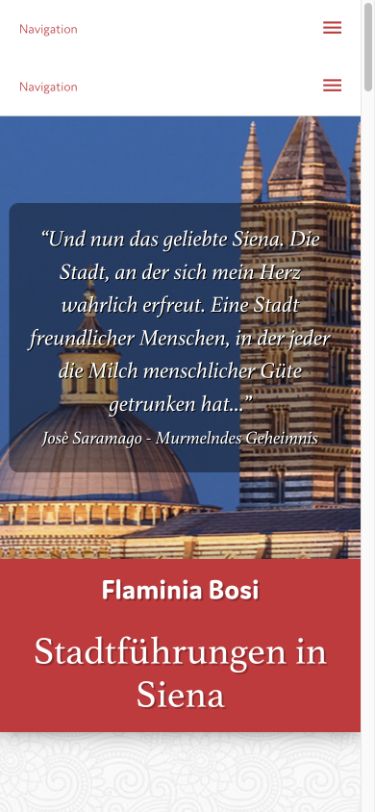 Flami in Siena – mobile Website-Ansicht