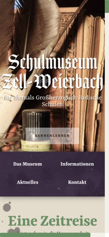 Schulmuseum Zell-Weierbach – mobile Website-Ansicht